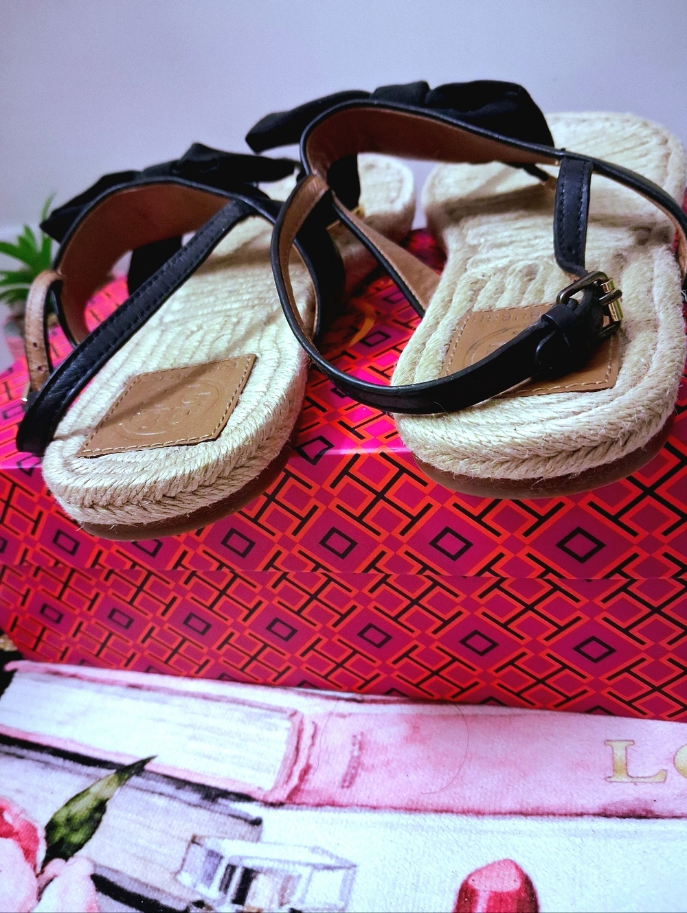 Tory Burch Black Ruffle Bow Flat Espadrille Learger Sandals - Women Size 11M - Picture 6 of 13
